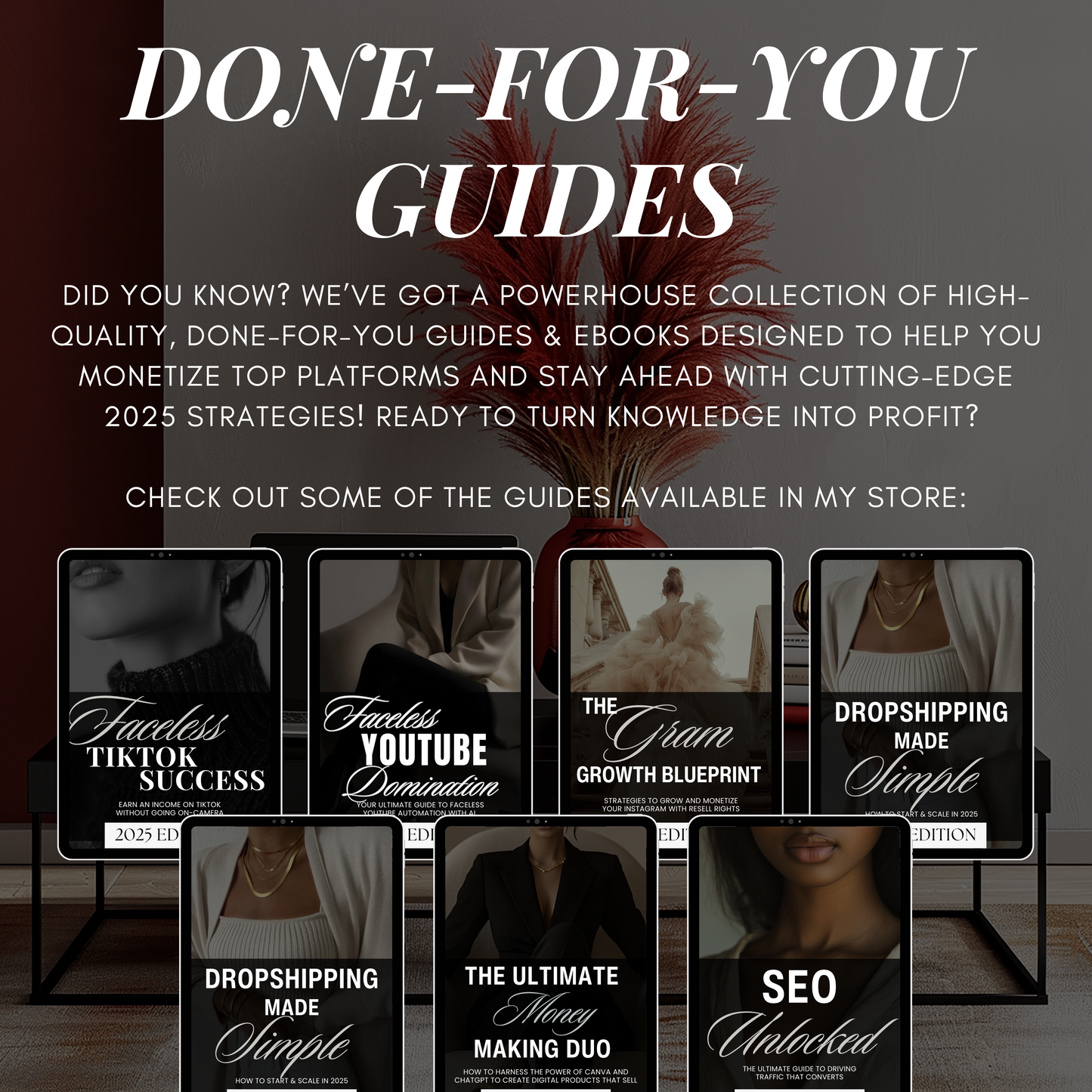 Crimson Opulence Stock Photo Collection – 45 Sophisticated Home Office Imagery for Websites, Socials & Digital Products