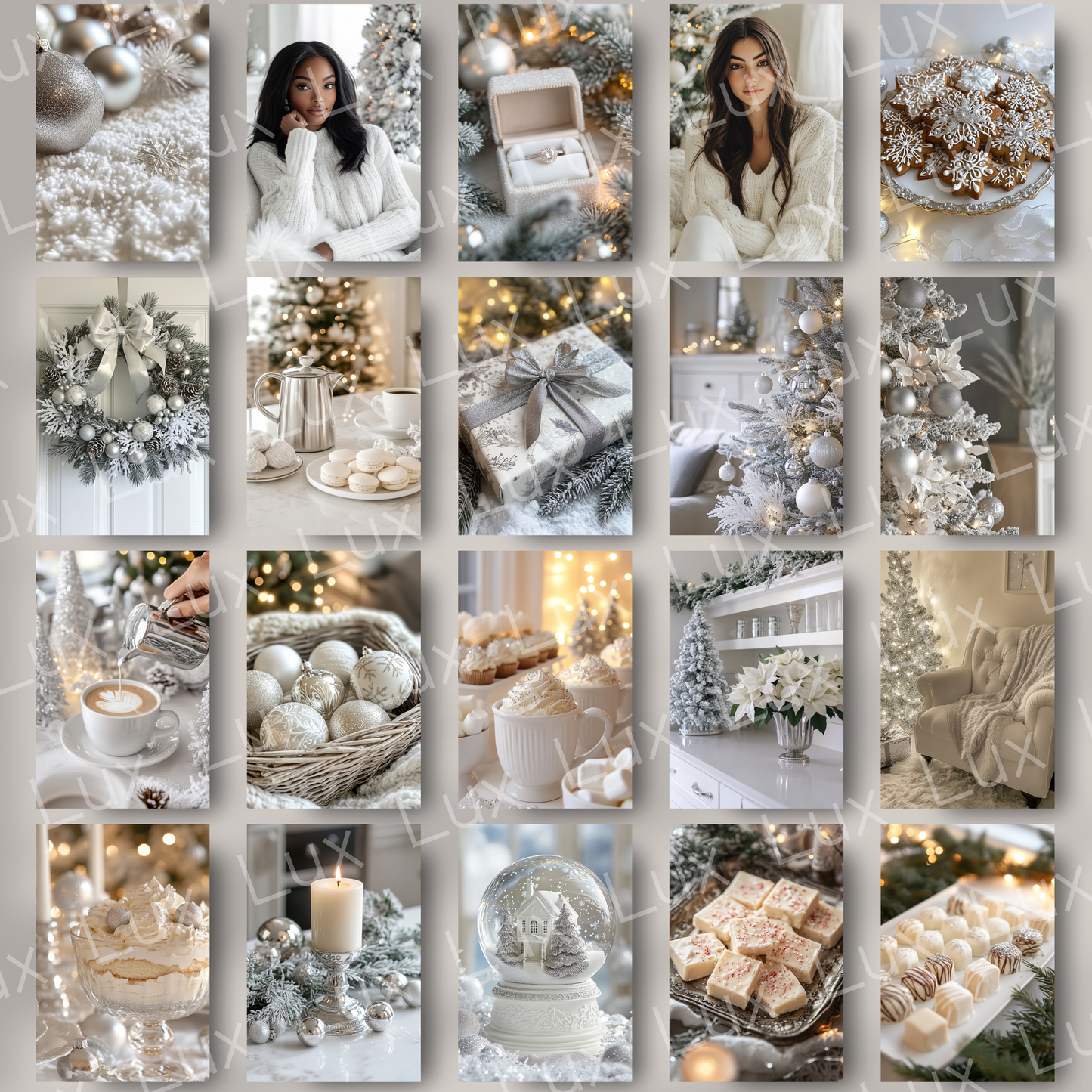 Glacial Tranquility: 100 Elegant White & Silver Christmas Stock Photos for Timeless Holiday Branding