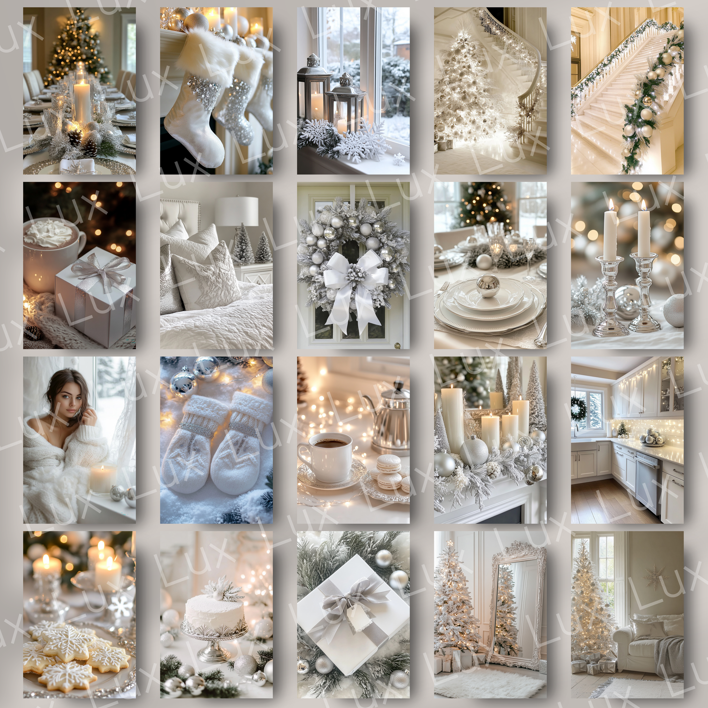 Glacial Tranquility: 100 Elegant White & Silver Christmas Stock Photos for Timeless Holiday Branding