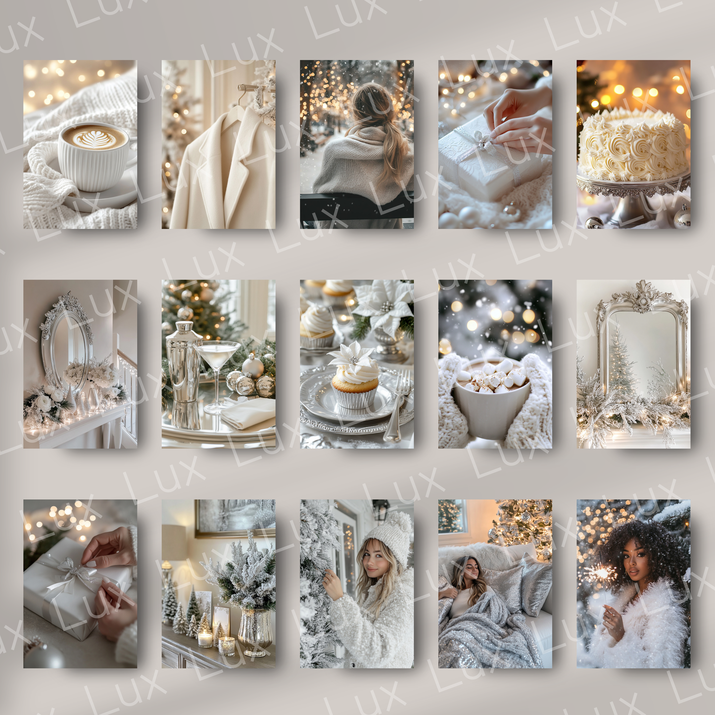 Glacial Tranquility: 100 Elegant White & Silver Christmas Stock Photos for Timeless Holiday Branding