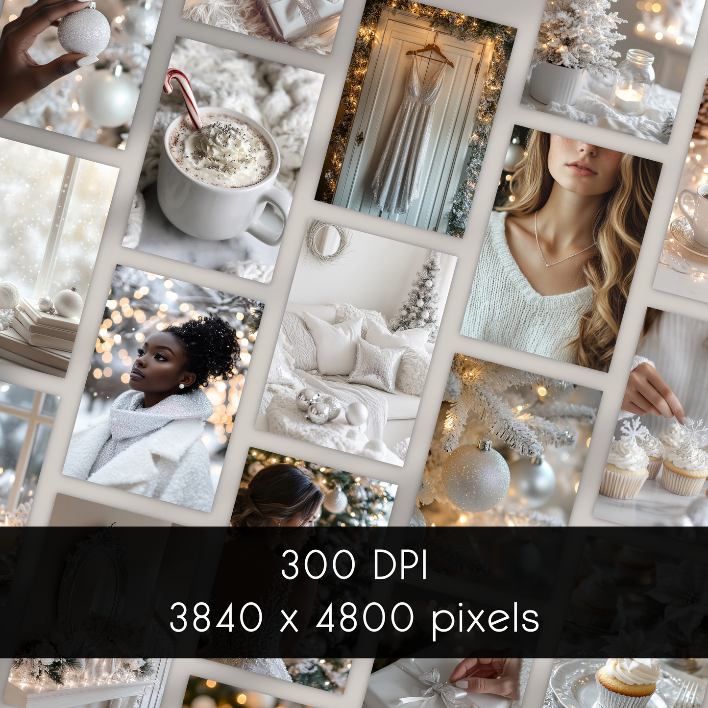 Glacial Tranquility: 100 Elegant White & Silver Christmas Stock Photos for Timeless Holiday Branding