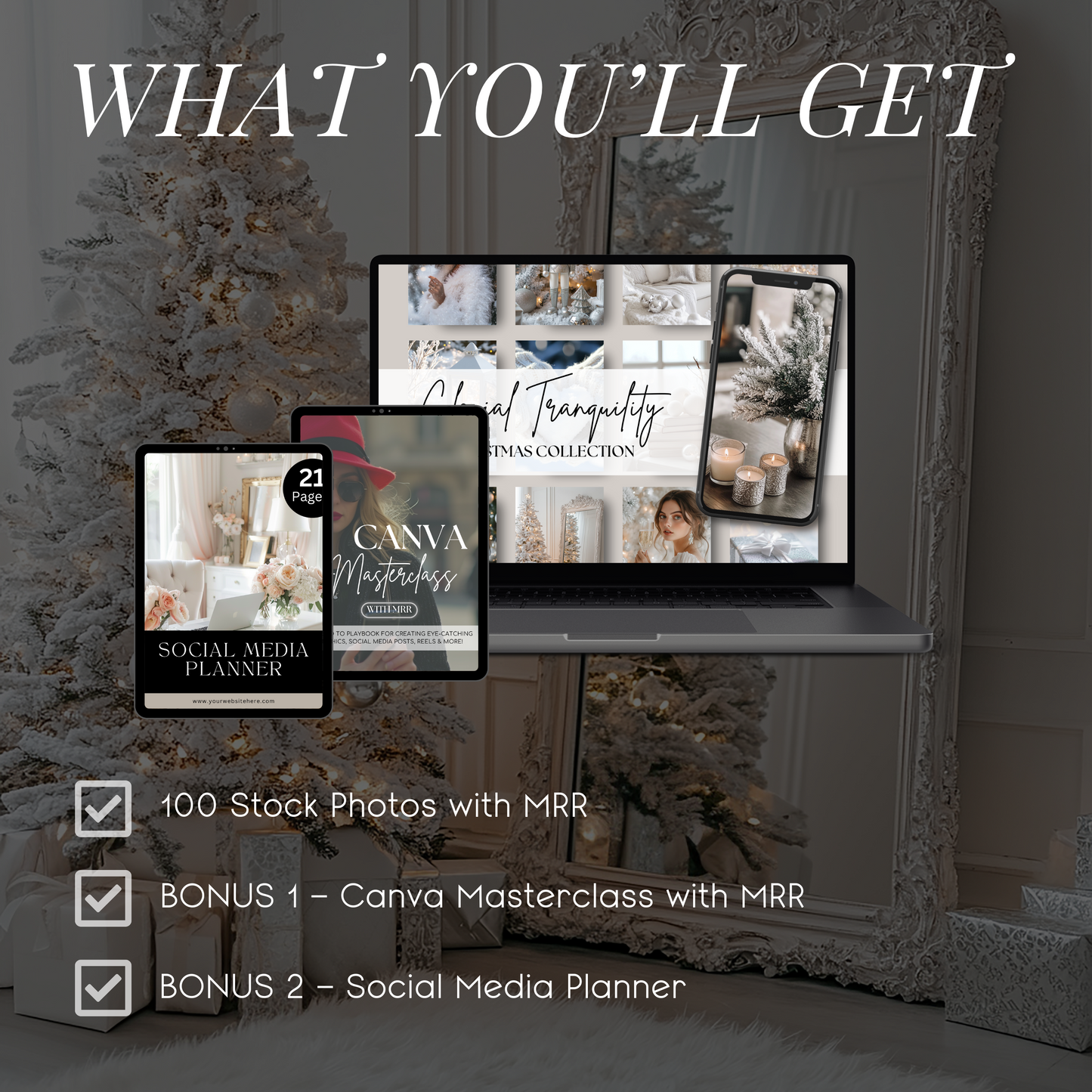 Glacial Tranquility: 100 Elegant White & Silver Christmas Stock Photos for Timeless Holiday Branding