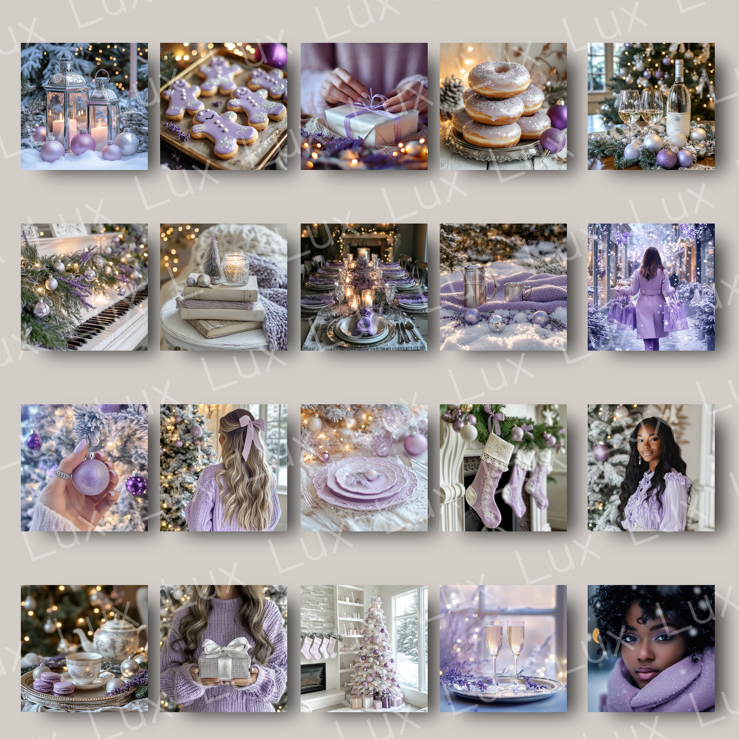 Frosted Lavender Christmas: Serene 100 Holiday Stock Photos for Bloggers, Influencers & Stylish Brands