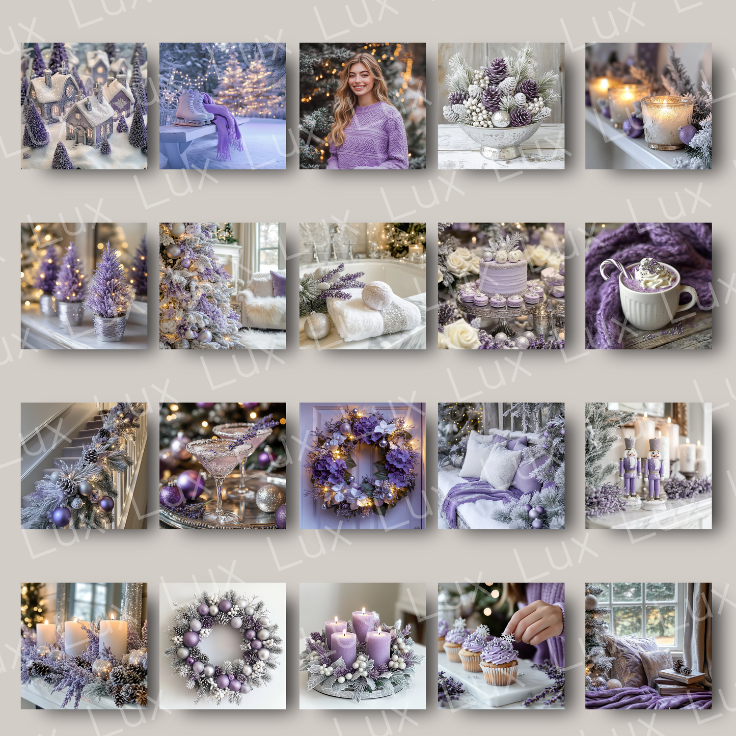 Frosted Lavender Christmas: Serene 100 Holiday Stock Photos for Bloggers, Influencers & Stylish Brands