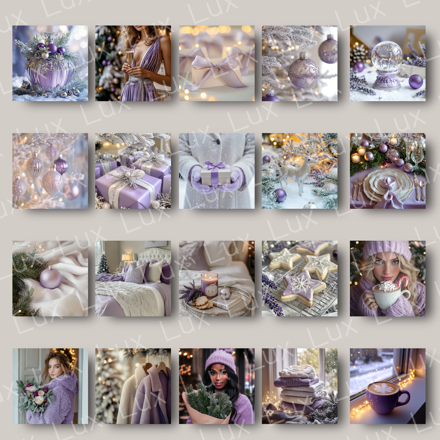 Frosted Lavender Christmas: Serene 100 Holiday Stock Photos for Bloggers, Influencers & Stylish Brands