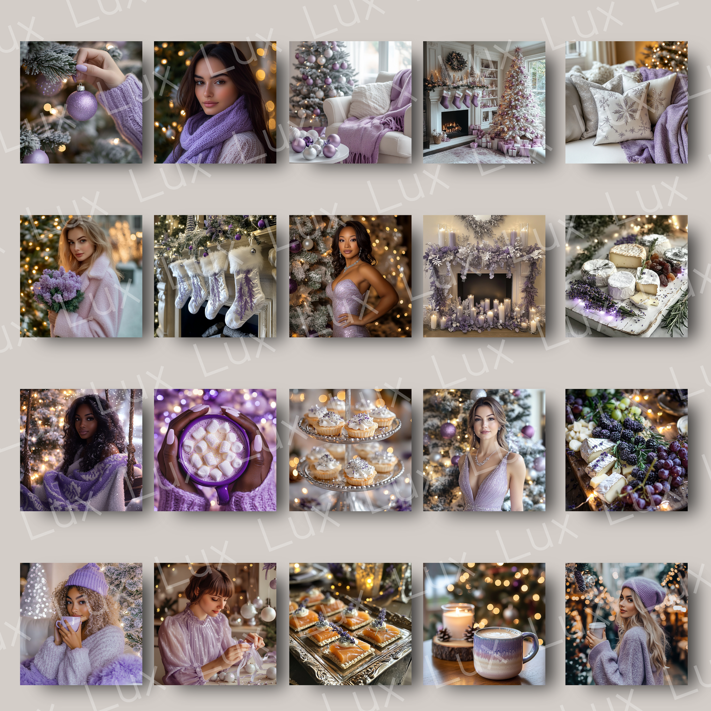 Frosted Lavender Christmas: Serene 100 Holiday Stock Photos for Bloggers, Influencers & Stylish Brands