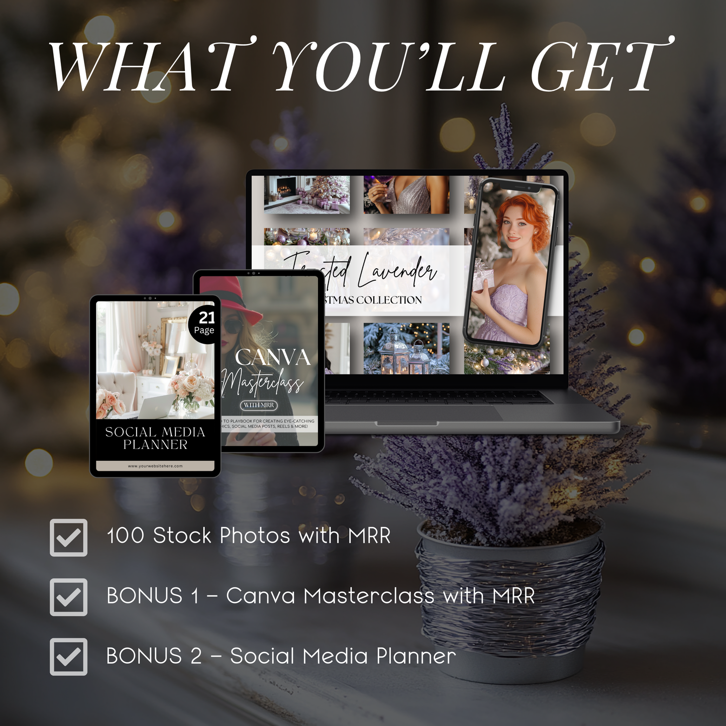 Frosted Lavender Christmas: Serene 100 Holiday Stock Photos for Bloggers, Influencers & Stylish Brands