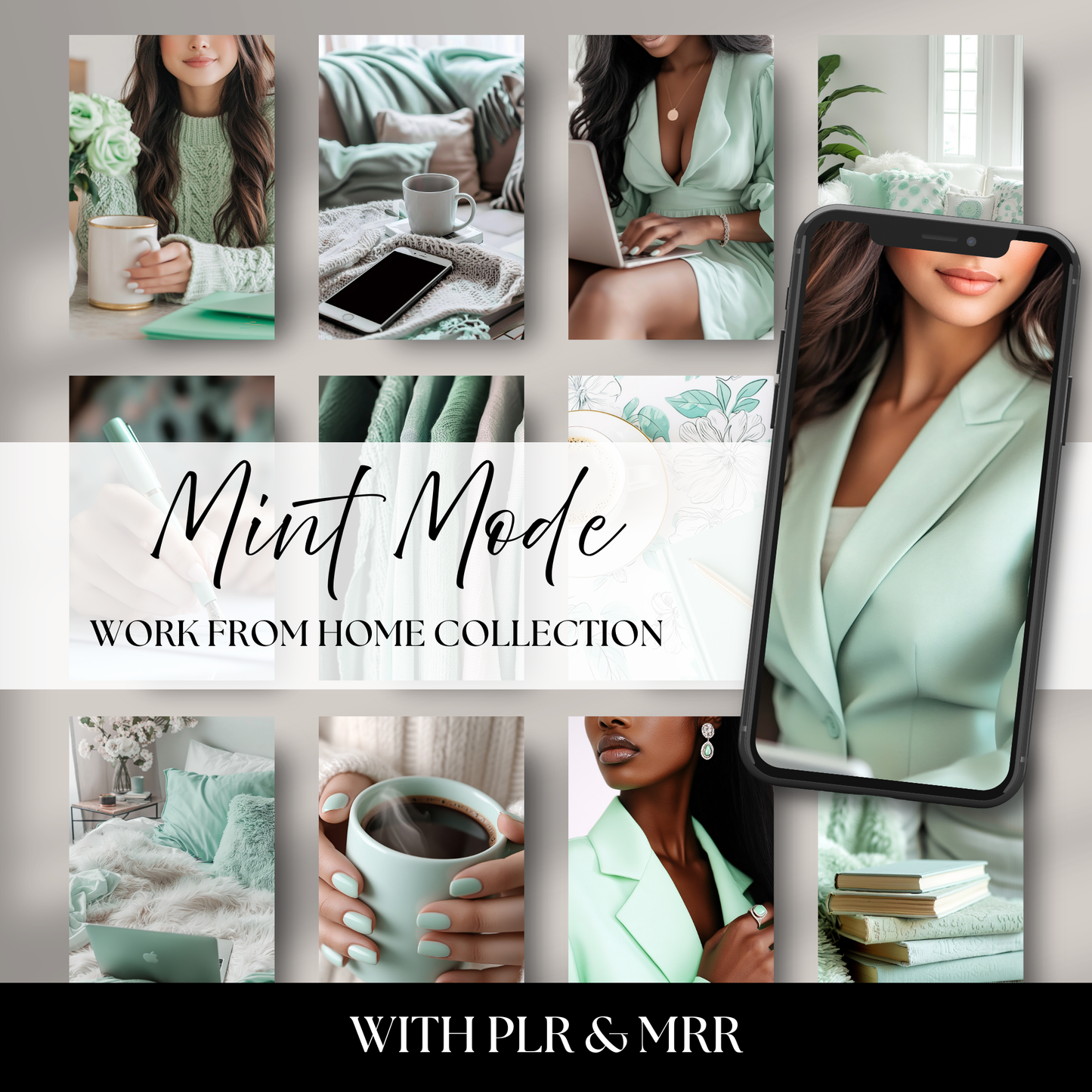 Mint Mode – 45 Mint Work from Home Stock Photos for Bloggers, Coaches & Content Creators | Feminine Flat Lay & Office Aesthetic Bundle