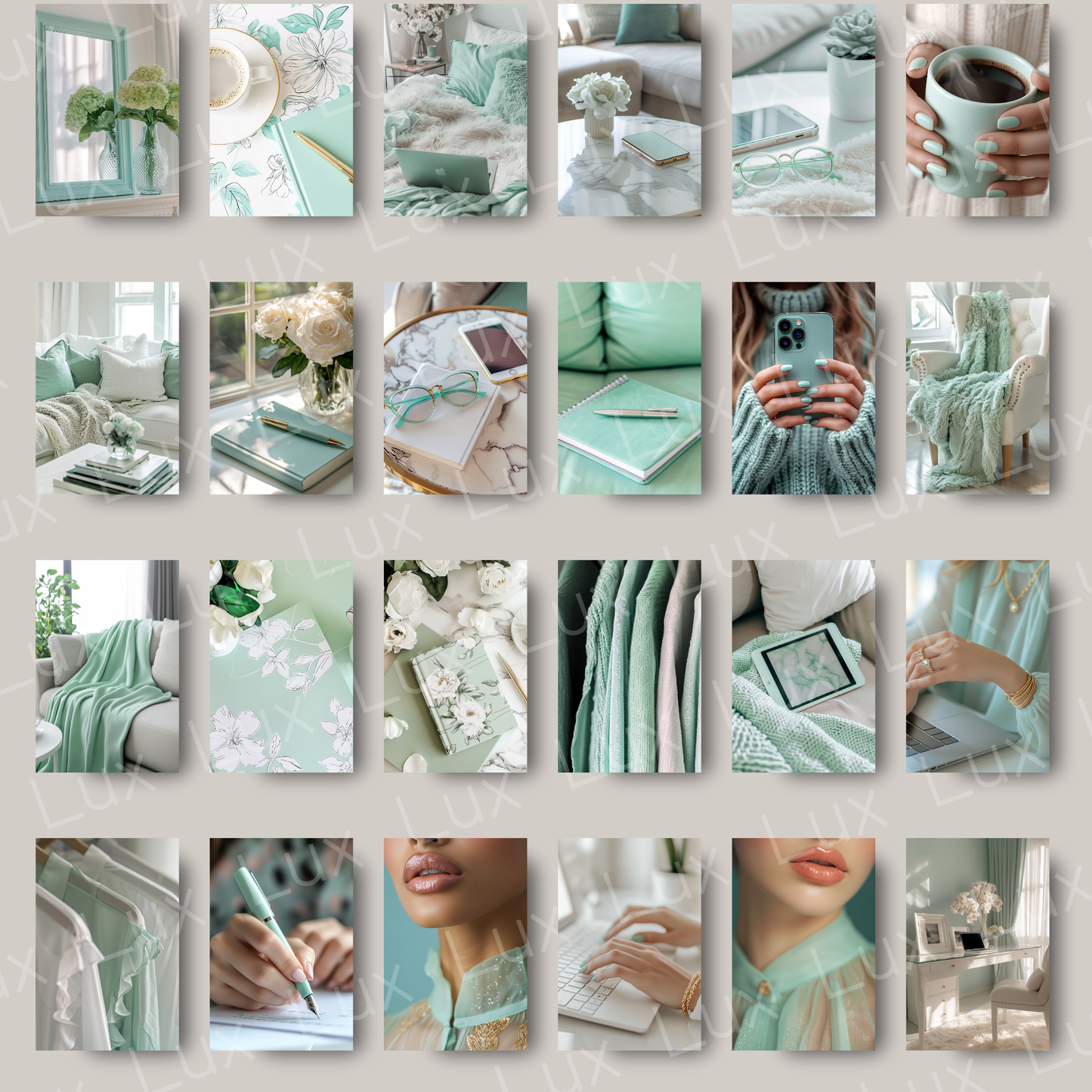 Mint Mode – 45 Mint Work from Home Stock Photos for Bloggers, Coaches & Content Creators | Feminine Flat Lay & Office Aesthetic Bundle