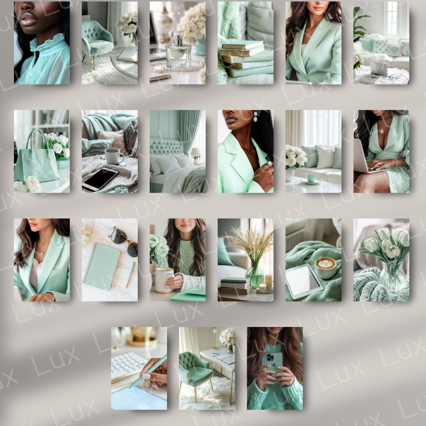 Mint Mode – 45 Mint Work from Home Stock Photos for Bloggers, Coaches & Content Creators | Feminine Flat Lay & Office Aesthetic Bundle