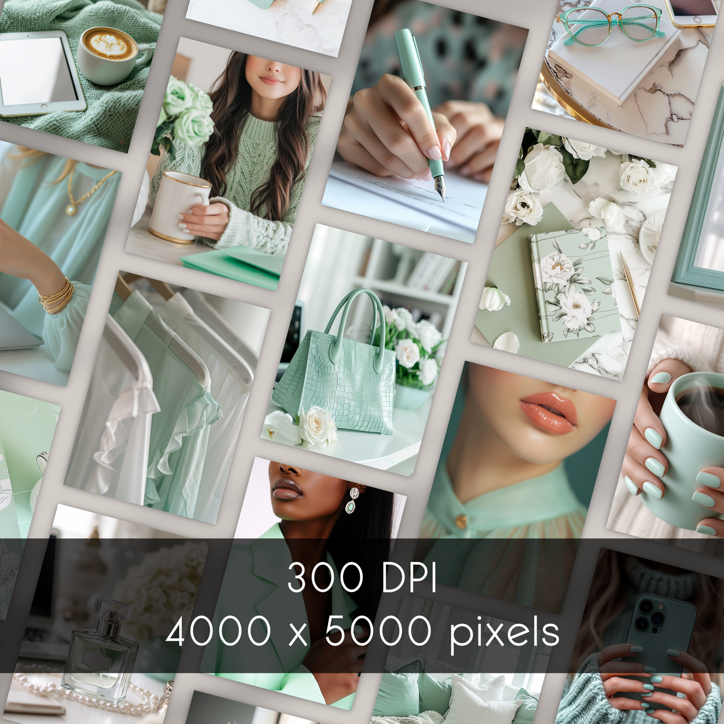 Mint Mode – 45 Mint Work from Home Stock Photos for Bloggers, Coaches & Content Creators | Feminine Flat Lay & Office Aesthetic Bundle