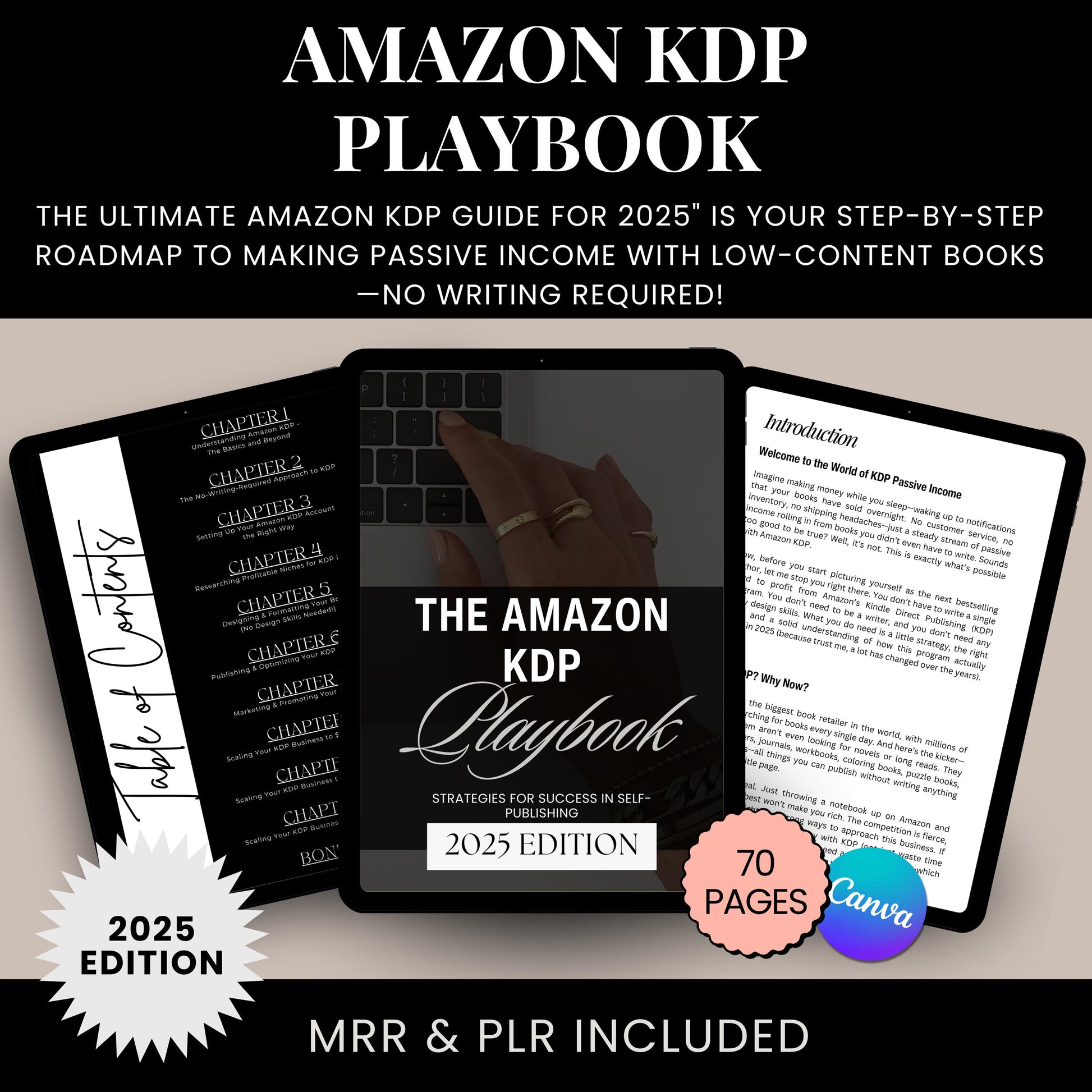 Unlock the secrets to passive income with the Amazon KDP Playbook! This comprehensive guide is your step-by-step blueprint to creating, publishing, and profiting from low-content and medium-content books in 2025—no writing required. Perfect for beginners and those ready to scale their KDP business.
