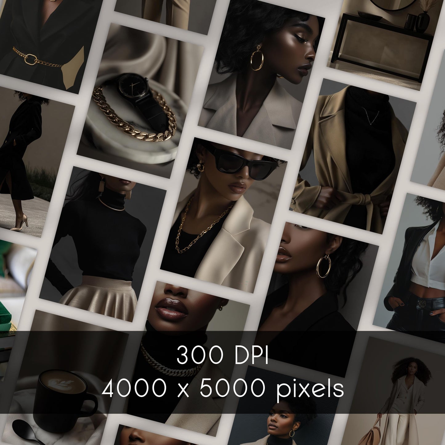 Beige Noir: 45 Minimalist Stock Photos Celebrating Melanin Beauty in Chic Beige & Black Tones for Modern Brands