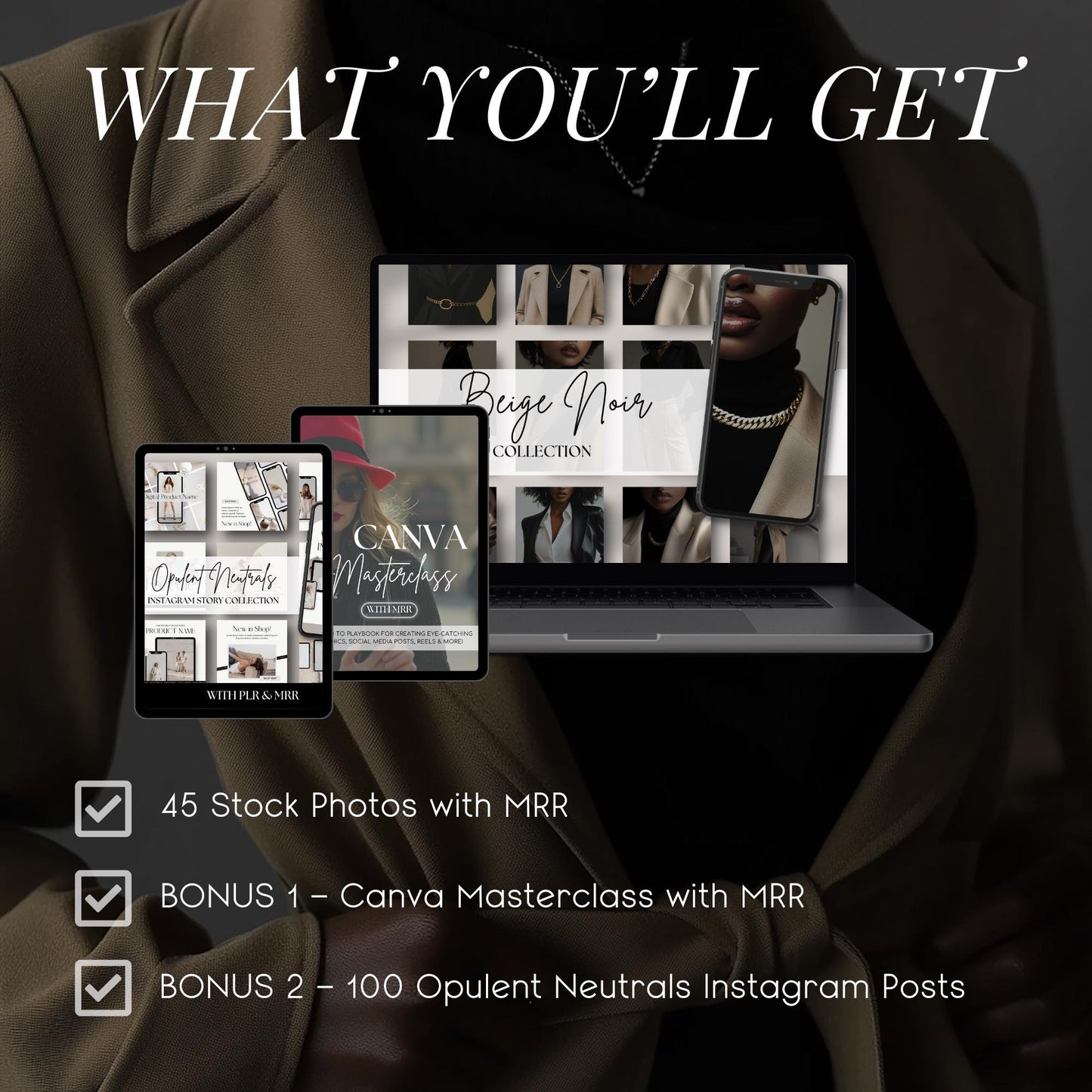 Beige Noir: 45 Minimalist Stock Photos Celebrating Melanin Beauty in Chic Beige & Black Tones for Modern Brands