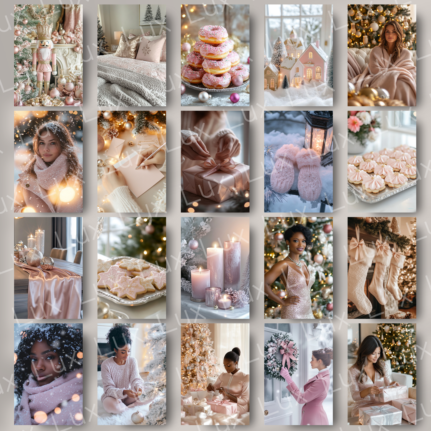 Blush Frost Christmas: 100 Elegant Holiday Stock Photos in Soft Pink Tones for Modern Brands & Creators