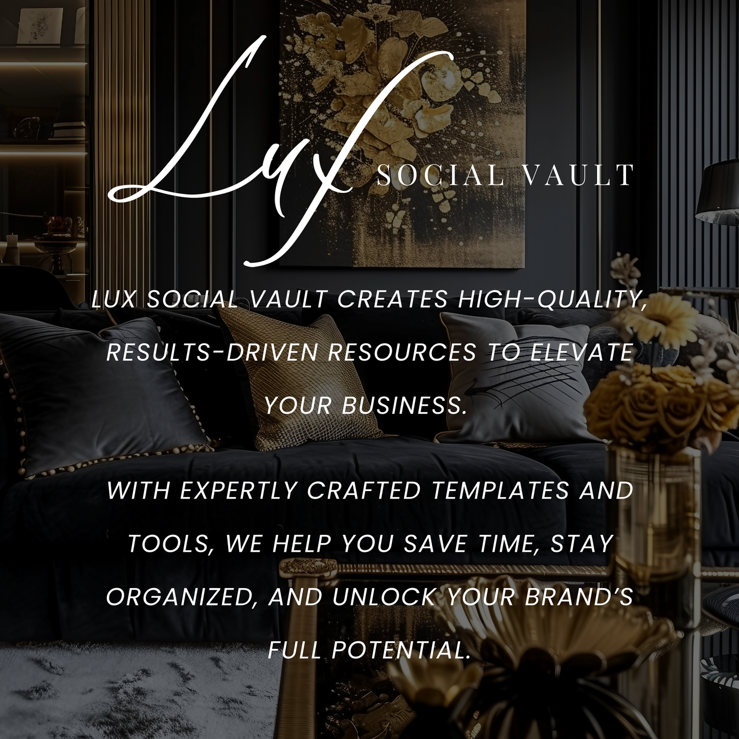 Gilded Glamour: 45 Premium Black & Gold Work-from-Home Stock Photo Bundle for Elegant, High-End Branding