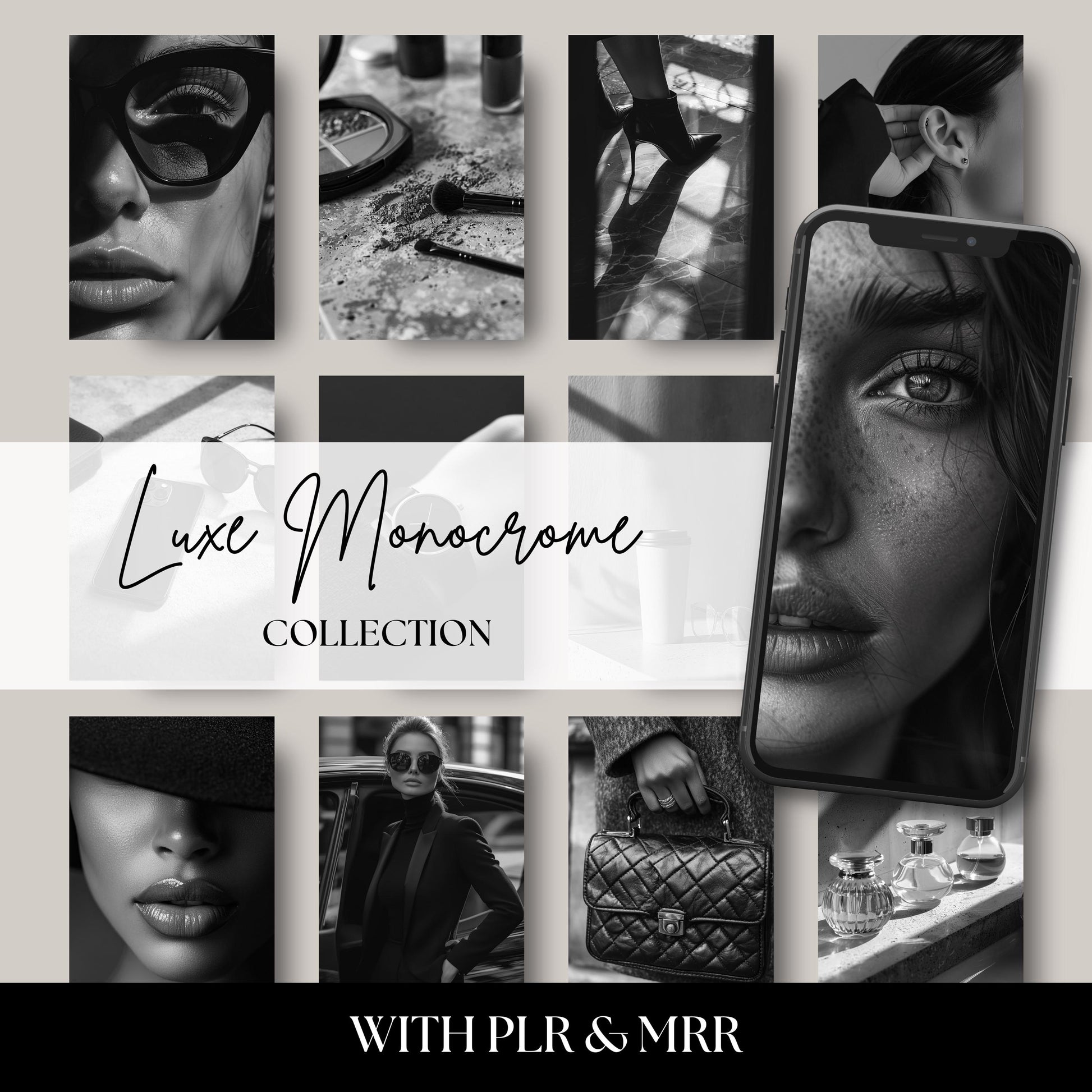 Minimalist luxury monochrome stock photos for branding, websites, and social media. High-resolution black and white images with elegant, clean lines and timeless style. Perfect for bloggers, creatives, and modern businesses.