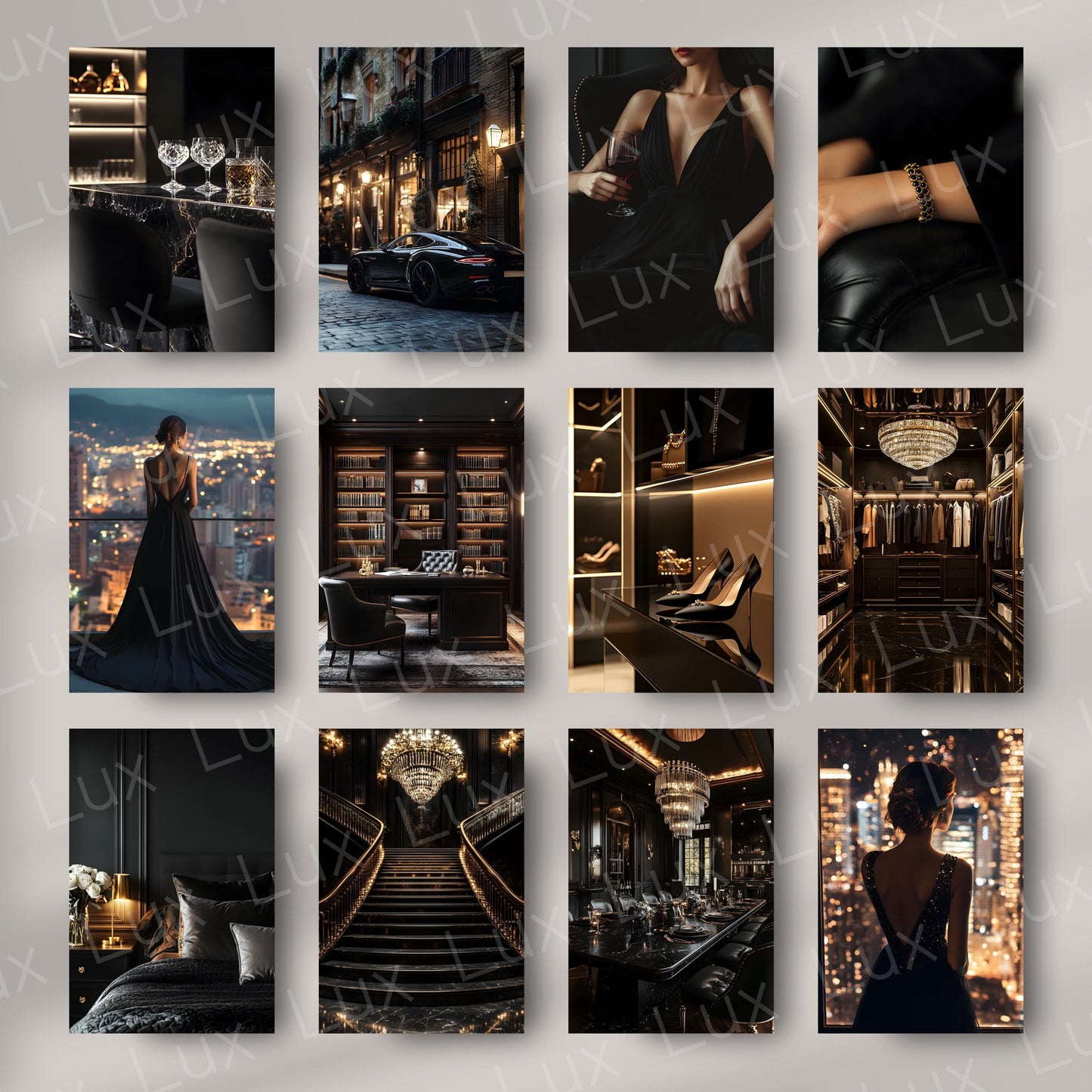 Obsidian Prestige: 45 High-End Lifestyle Stock Photo Collection for Modern, Moody, Luxury Brands