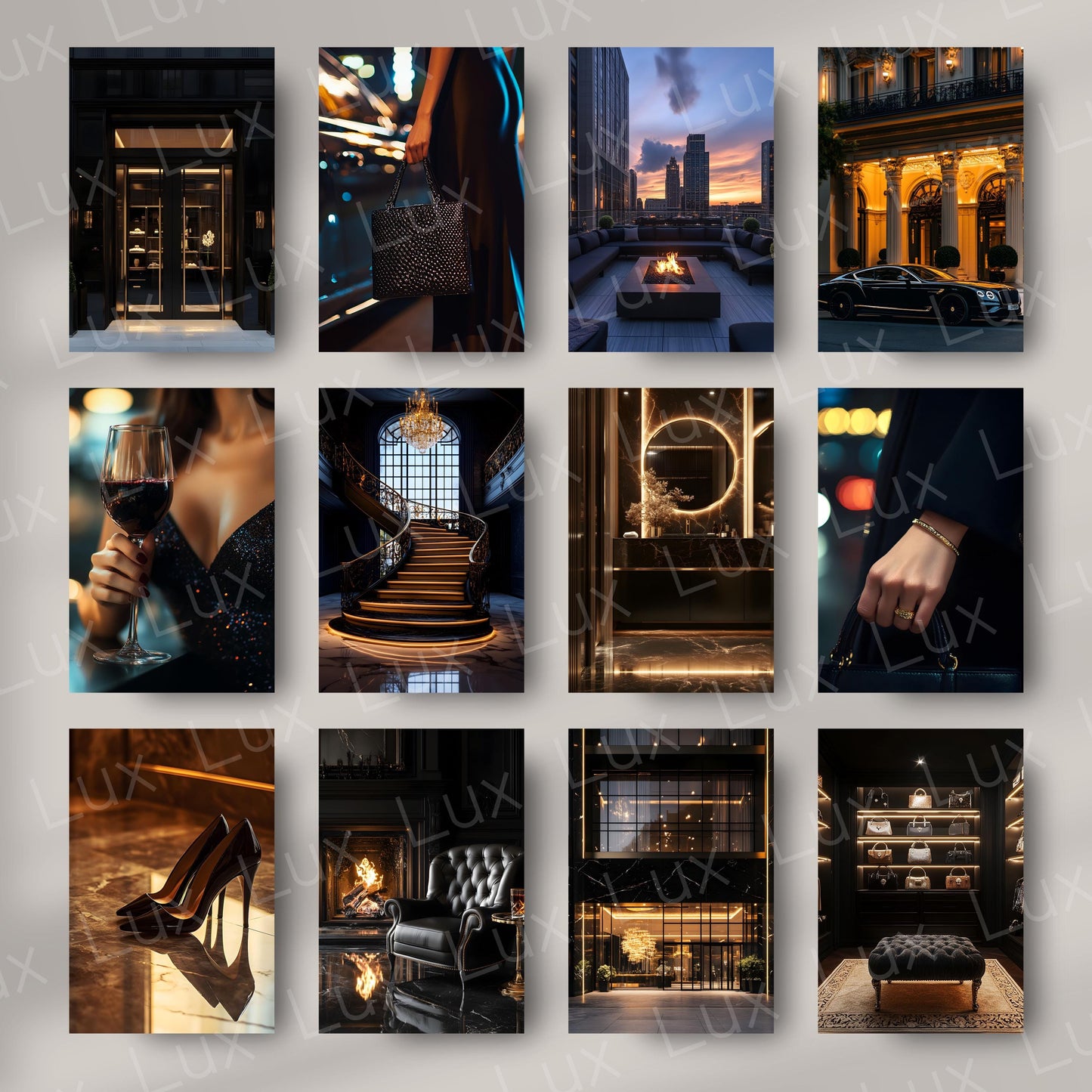 Obsidian Prestige: 45 High-End Lifestyle Stock Photo Collection for Modern, Moody, Luxury Brands