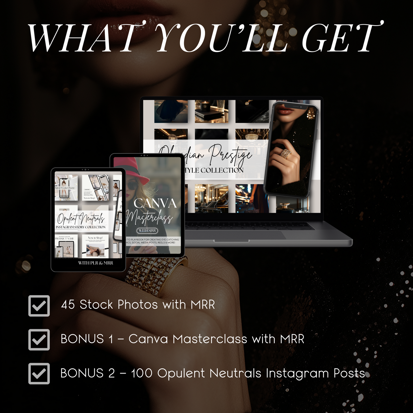 Obsidian Prestige: 45 High-End Lifestyle Stock Photo Collection for Modern, Moody, Luxury Brands