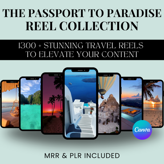 "Discover the ultimate travel video clips with the 1300+ Passport to Paradise Travel Reel Collection. Perfect for content creators, influencers, and businesses looking to elevate their travel content on Instagram, TikTok, YouTube Shorts, and more. Featuring high-quality footage of breathtaking beaches, vibrant cityscapes, and tranquil nature scenes, this collection will help you create viral-worthy content that captivates and engages your audience.