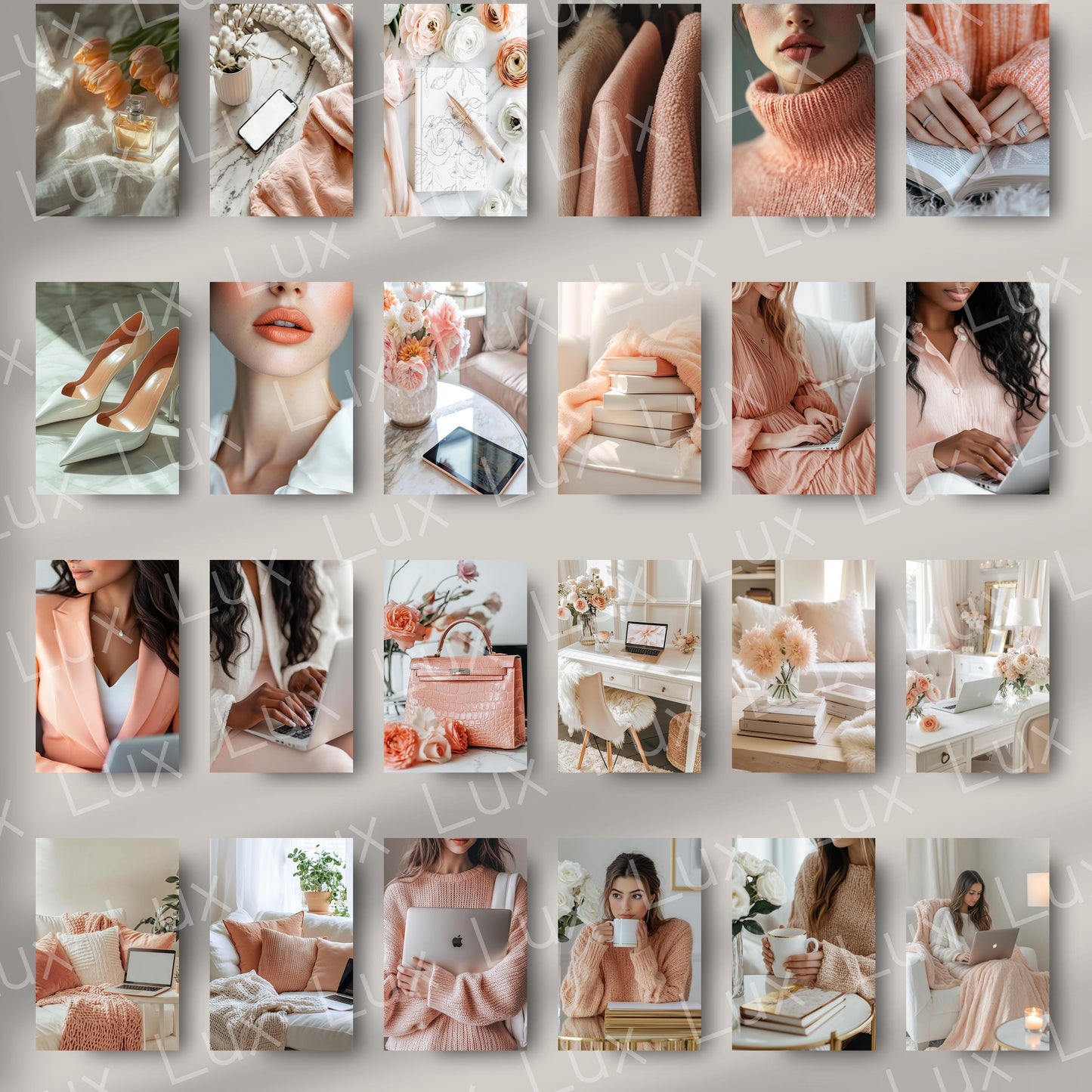 Peach Perfection Stock Photo Bundle – 45 Warm, Feminine Images for Entrepreneurs & Content Creators