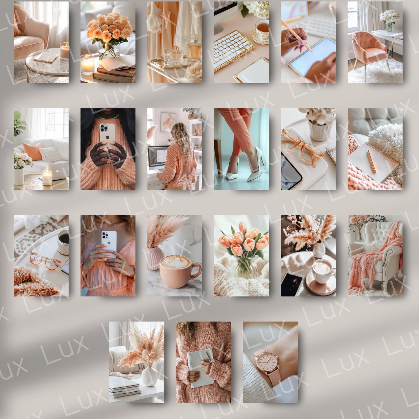 Peach Perfection Stock Photo Bundle – 45 Warm, Feminine Images for Entrepreneurs & Content Creators