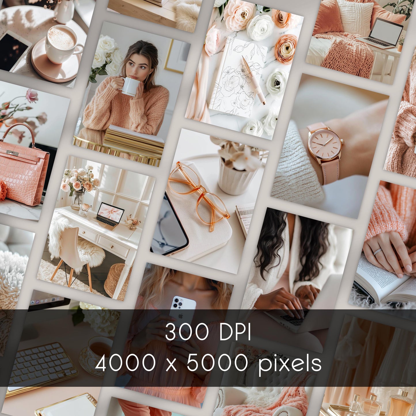 Peach Perfection Stock Photo Bundle – 45 Warm, Feminine Images for Entrepreneurs & Content Creators