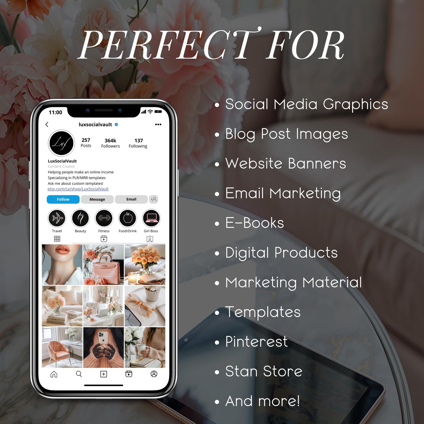 Peach Perfection Stock Photo Bundle – 45 Warm, Feminine Images for Entrepreneurs & Content Creators