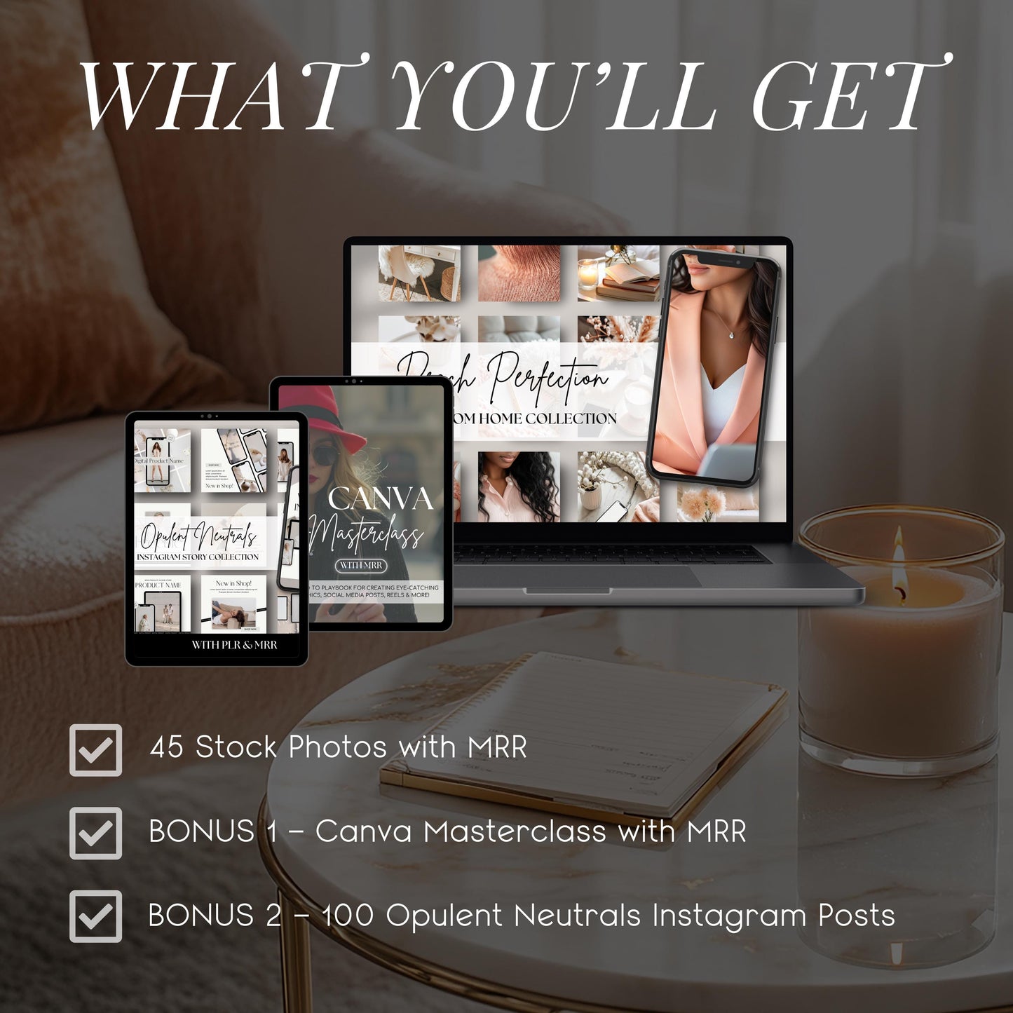 Peach Perfection Stock Photo Bundle – 45 Warm, Feminine Images for Entrepreneurs & Content Creators