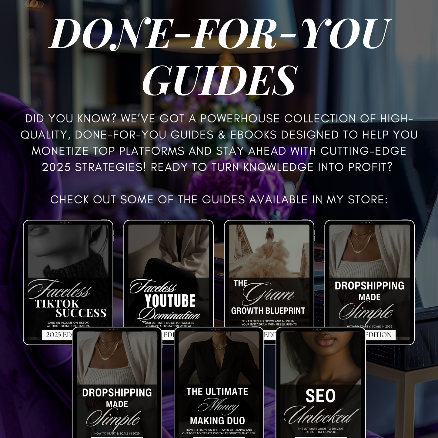 Purple Prestige: 45 Feminine WFH Stock Photos in Rich Purple & Gold for Sophisticated Creators