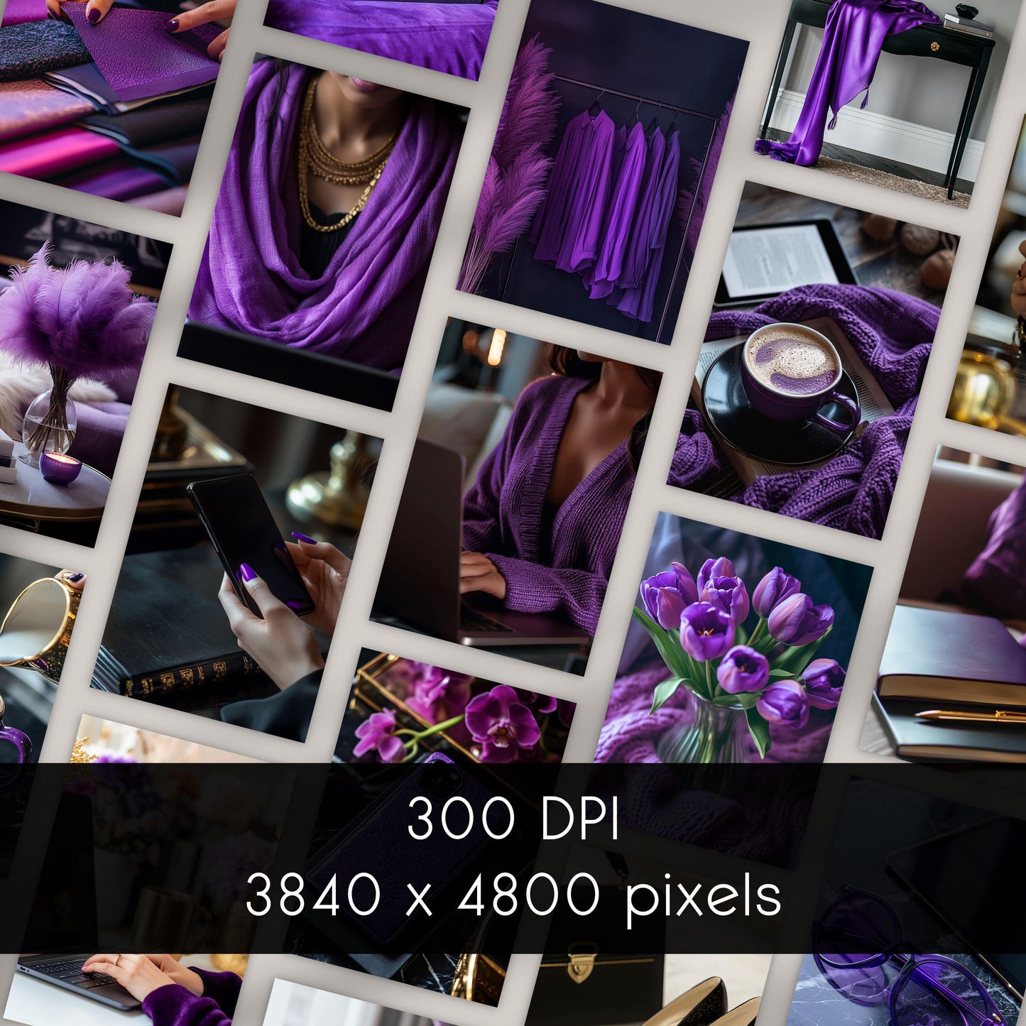 Purple Prestige: 45 Feminine WFH Stock Photos in Rich Purple & Gold for Sophisticated Creators
