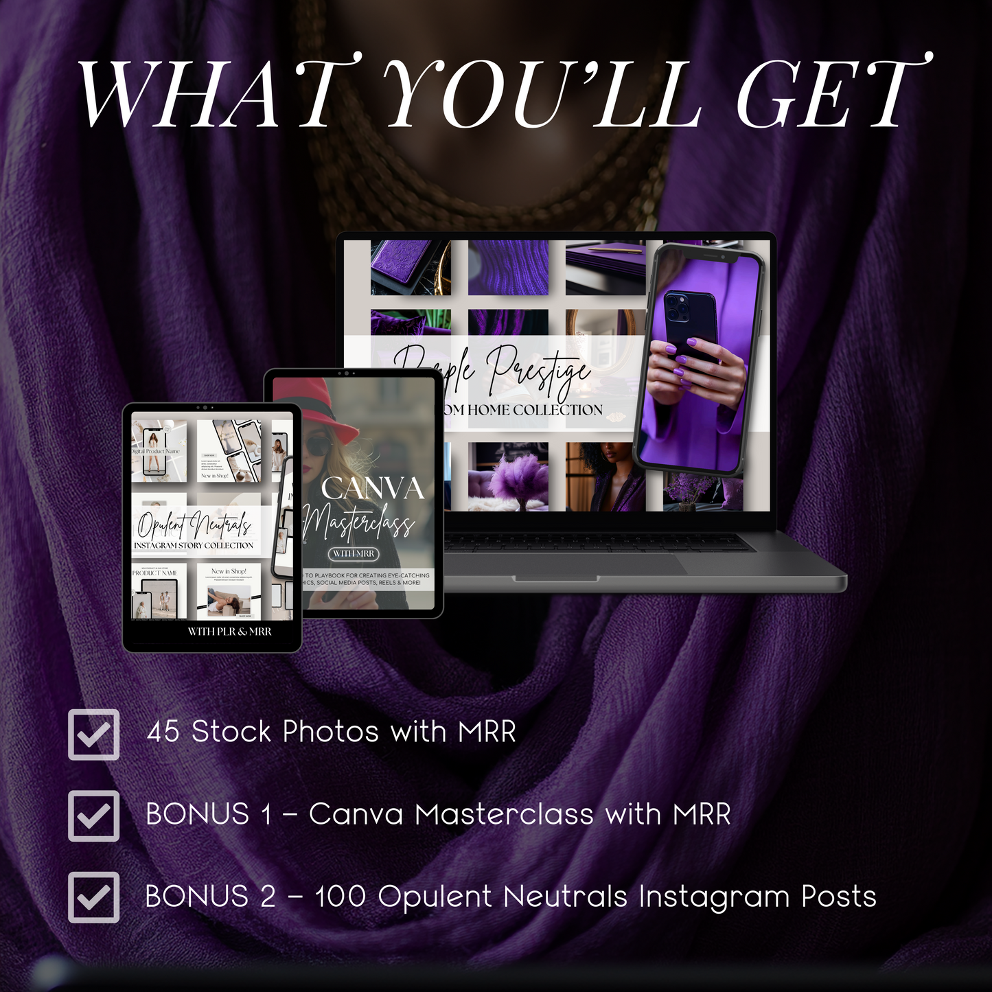 Purple Prestige: 45 Feminine WFH Stock Photos in Rich Purple & Gold for Sophisticated Creators