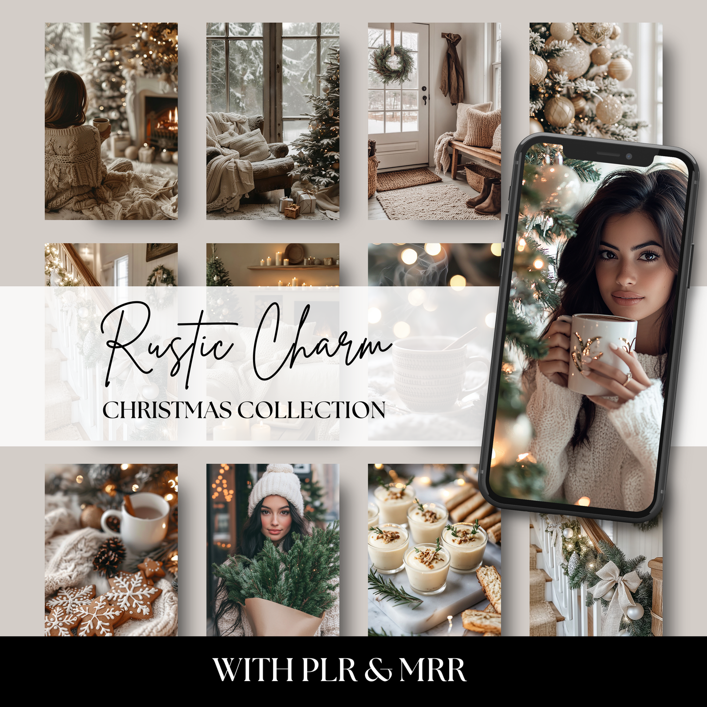 Nordic-inspired Christmas stock photos featuring snowy spruce, minimalist holiday decor, and rustic winter scenes. Perfect for seasonal branding, social media, and digital design projects.