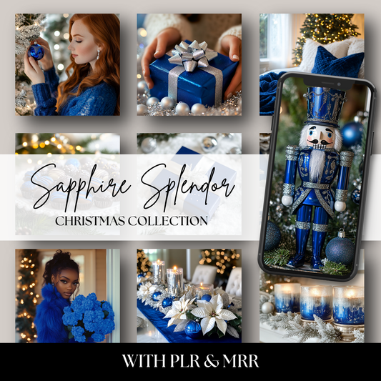 Elegant Sapphire Christmas stock photo collection featuring deep blue holiday decor, winter ornaments, and festive backgrounds—perfect for blogs, social media, and seasonal marketing content.