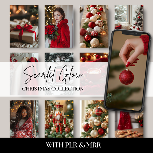 Scarlet Christmas Stock Photo Collection featuring high-resolution festive red holiday scenes, cozy Christmas decor, wrapped gifts, and seasonal flat lays—perfect for bloggers, content creators, and small businesses looking to elevate their holiday visuals with a classic red aesthetic.