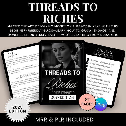 Unlock the secrets to turning Threads into a profitable platform with "Threads to Riches." This step-by-step guide is perfect for beginners and online entrepreneurs looking to generate real income from Meta’s fast-growing social media. 