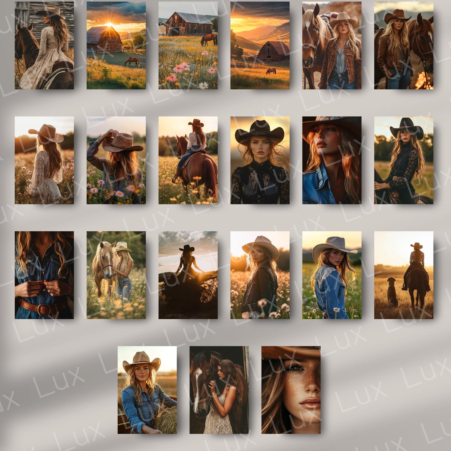 Untamed Cowgirl: 45 Editorial-Style Western Stock Photos with Golden Hour Glow & Fierce Feminine Energy