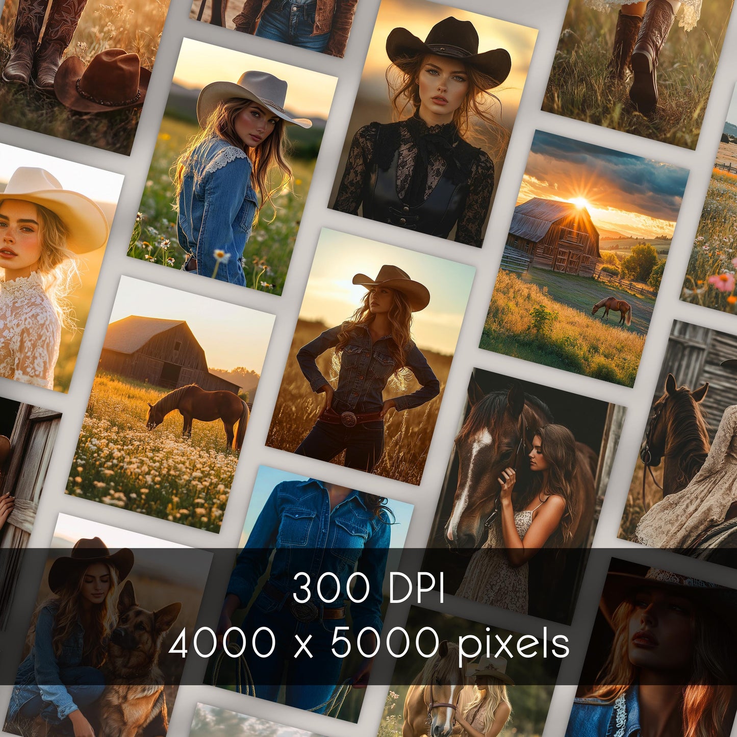 Untamed Cowgirl: 45 Editorial-Style Western Stock Photos with Golden Hour Glow & Fierce Feminine Energy